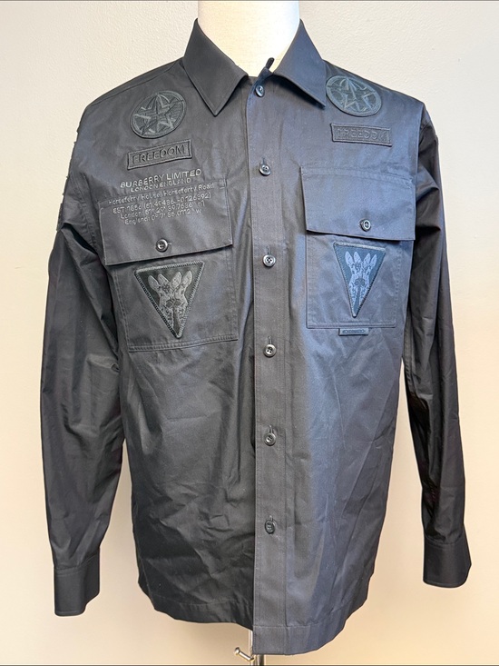 Burberry Other - Burberry Utility Patch Button Front Shirt Jacket Black Medium